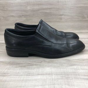 Ecco Loafers Mens EU 43 Black Leather Slip On Casual Shoes